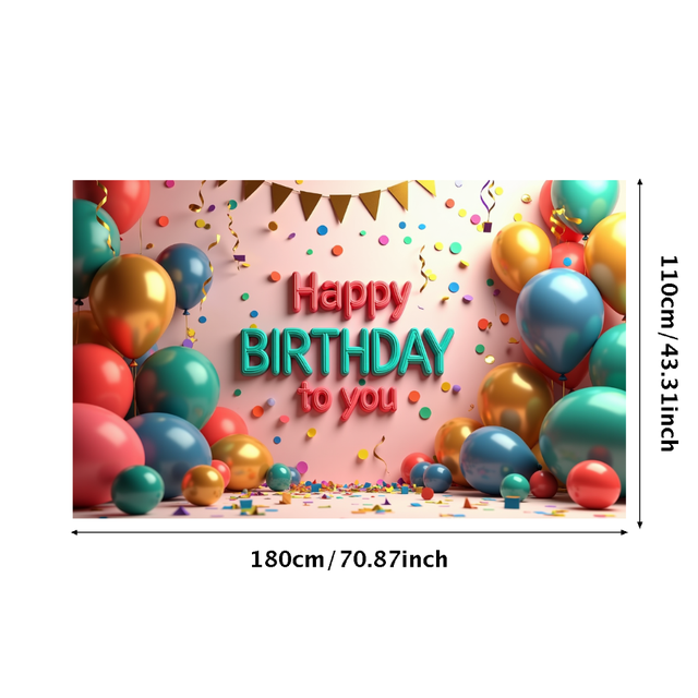 Birthday Party Backdrop Banner Colorful Balloon Wall Decoration Photography Background for Celebration Event Kids Party Decor Festive Photo Booth