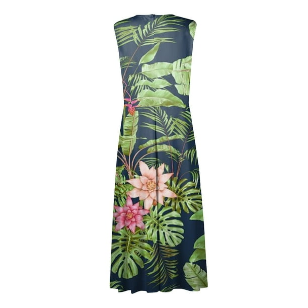 ★韓国人気★I AM MARI★HIGH-QUALITY SLEEVELESS DRESS Qcmgmg Hawaiian Dress for Women Tropical Casual V Neck Beach