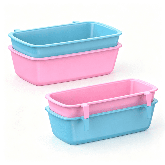 ACDANC 4Pcs Cage Cups Hanging Plastic Bird Cage Feeders with Hooks 10 Oz Rabbit Feeders for Cages Rabbit Food Bowls Waterers Bunny Cage Feeding Dishes for Small Pets Parrots Hamsters Guinea Pigs