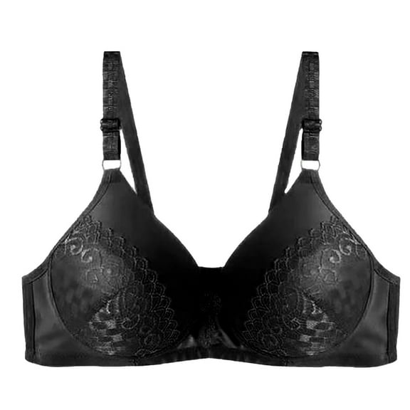 WCJM Female B Nylon,Spandex Black Ra Bras For Women Adjustable Strap Full Coverage Up Bras Comfortable No Underwire Wireless Bras