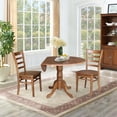 thumbnail image 3 of 42" Solid Wood Dual Drop Leaf Pedestal Dining Table With 2 Emily Side Chairs in Distressed Oak by International Concepts, 3 of 7