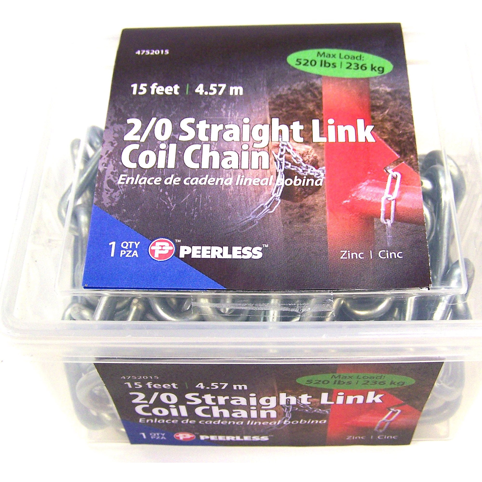 Peerless 2/0 Straight Coil Chain, 15'