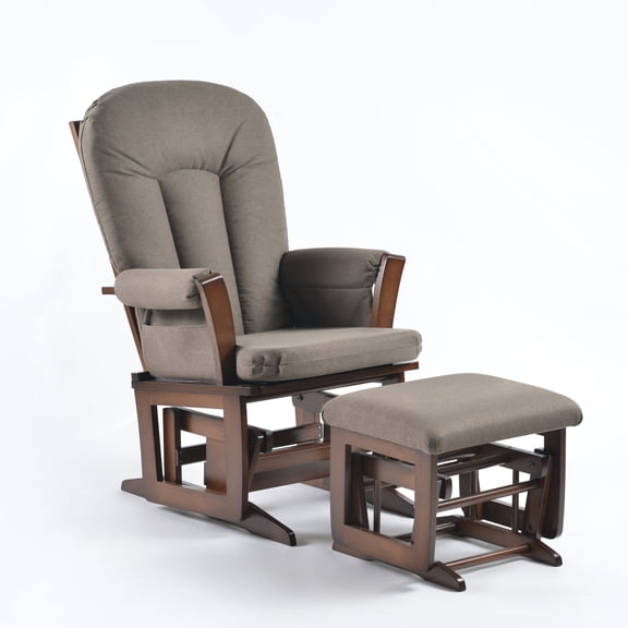 Norm Concept Joli Deluxe Glider Chair and Ottoman Set (Anthacite Fabric and Walnut Frame)