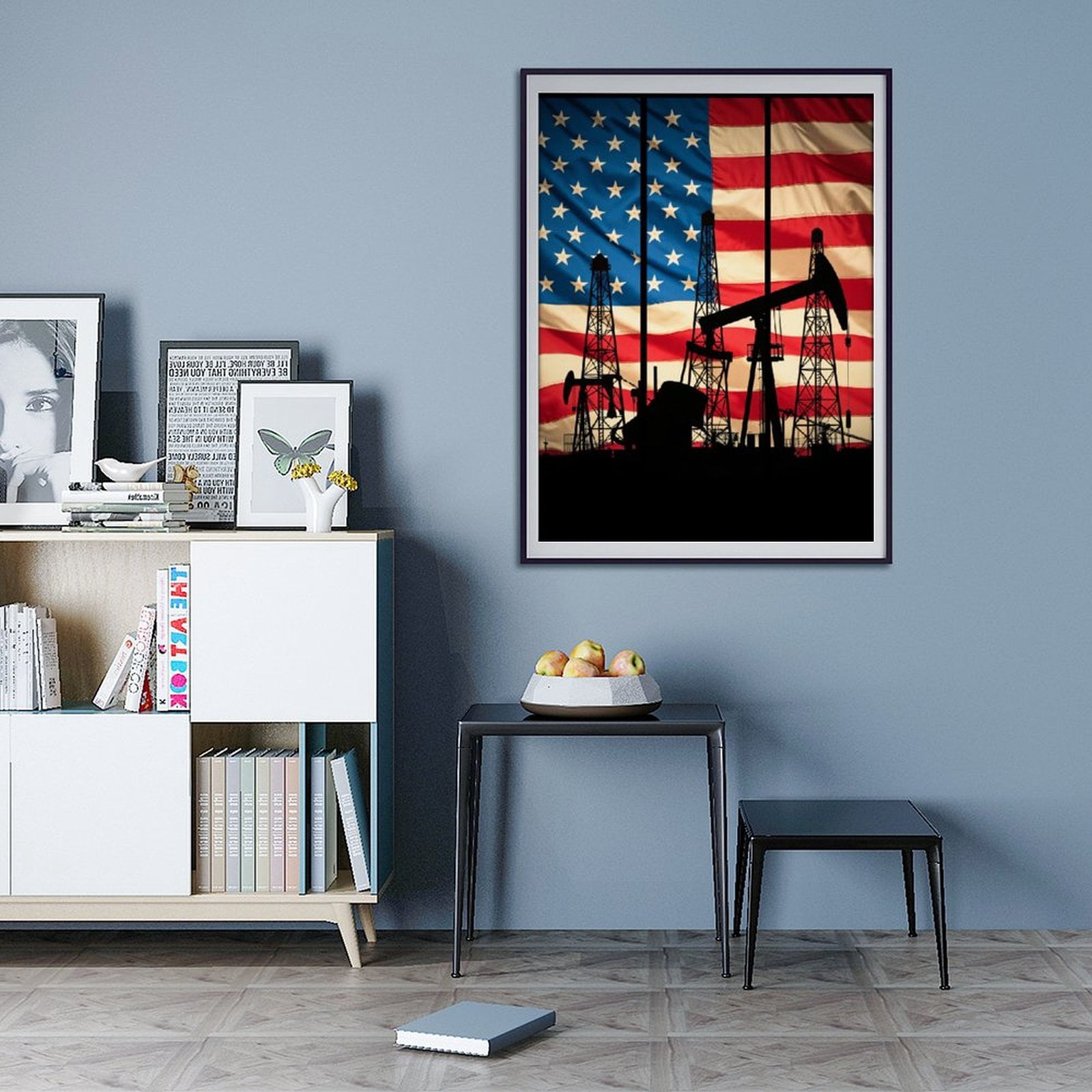 Diamond Art Kit for Adults, United States Oil Industry Silhouette Diamond Painting for Adults Beginners, DIY Diamond Art Painting Kits, 5D Diamond Painting Crafts for Home Decor 12x16 Frameless