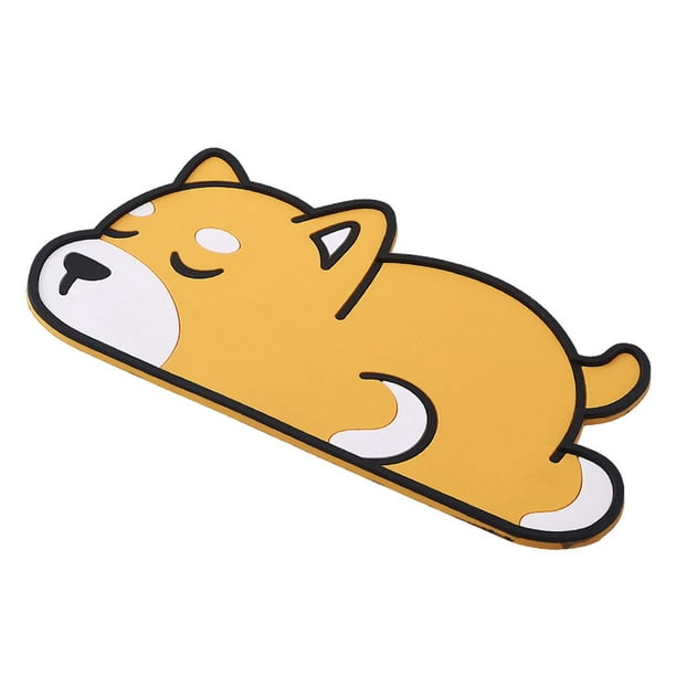 Alfombrilla antideslizante de PVC para salpicadero de coche, diseño bonito, resistente al agua y multifuncional. Perro amarillo