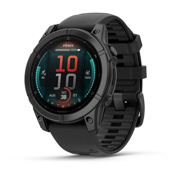 Garmin fenix E – 47 mm, AMOLED, Premium Multisport GPS Smartwatch, Long-Lasting Battery Life, Slate Gray with Black Band