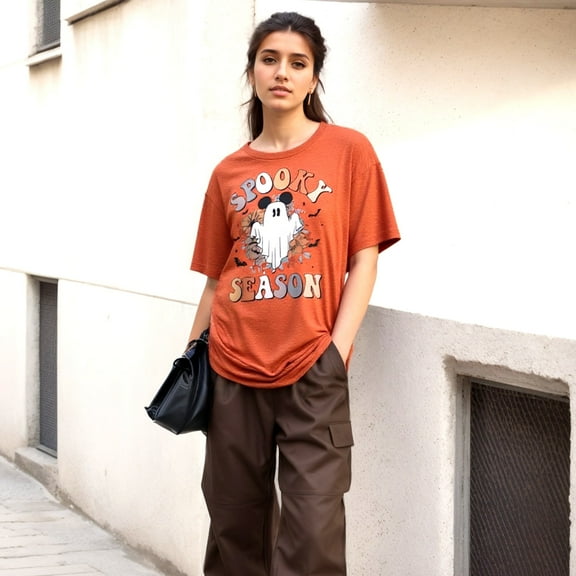 NIETEIN Halloween Ghost Shirts Women Fall T-Shirts Cute Autumn Graphic Tees (XL)