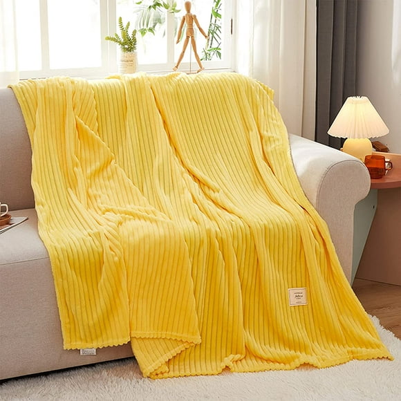 Chifave Yellow Twin Blanket 60"x 80" Throw Luxurious Soft Fluffy Comfortable Flannel Fleece Blankets Super Soft Blankets for Adults Premium Polyester Twin Blankets for All Season Lemon Yellow