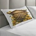 thumbnail image 2 of Ambesonne Rustic Quilted Pillowcover, Barn Cottage Summer Flowers, 36" x 20", Earth Yellow and Cocoa, 2 of 2