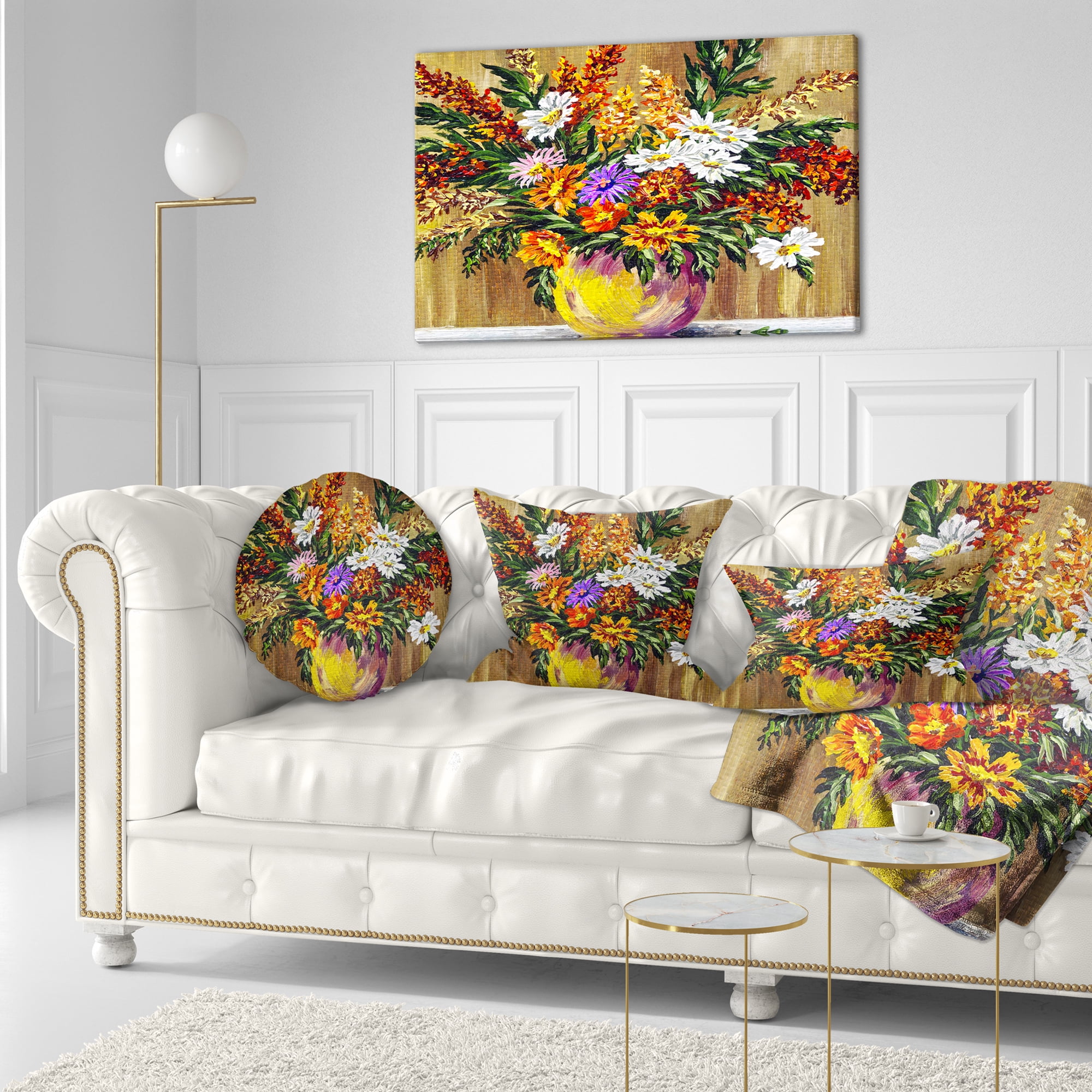 Designart Wild Flowers in a Pot - Floral Throw Pillow - 12x20