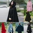thumbnail image 6 of Baikeli Womens Cape Hooded Cardigans Fahsion Cloak Long Poncho Solid Color Open Front Outwear Plus Size Winter Coat, 6 of 7