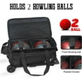 thumbnail image 2 of WOLT | Black Double Roller 2 Ball Bowling Bag Retractable Handle extends to 40", 2 of 5