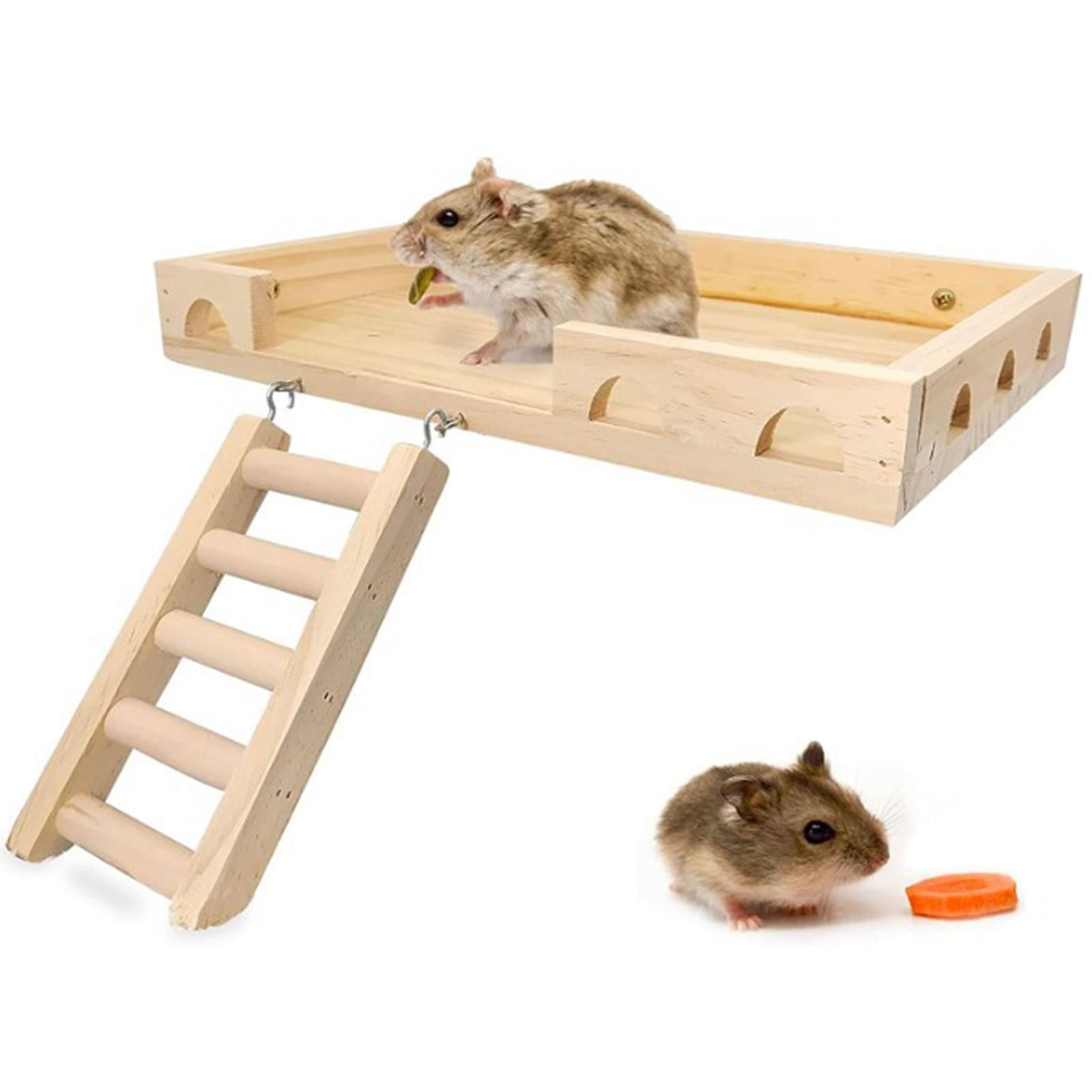 Bvdfgk Hamster Wooden Ladder Toy Accessories Bird Cage Accessories Chewing Exercise Toy Platform 20x15.4x4cm