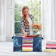 thumbnail image 5 of Foldable Clothes Storage Bags Clothes Organizer Bin with Clear Windows for Clothes Bedding Three Blue Wolves, 5 of 6