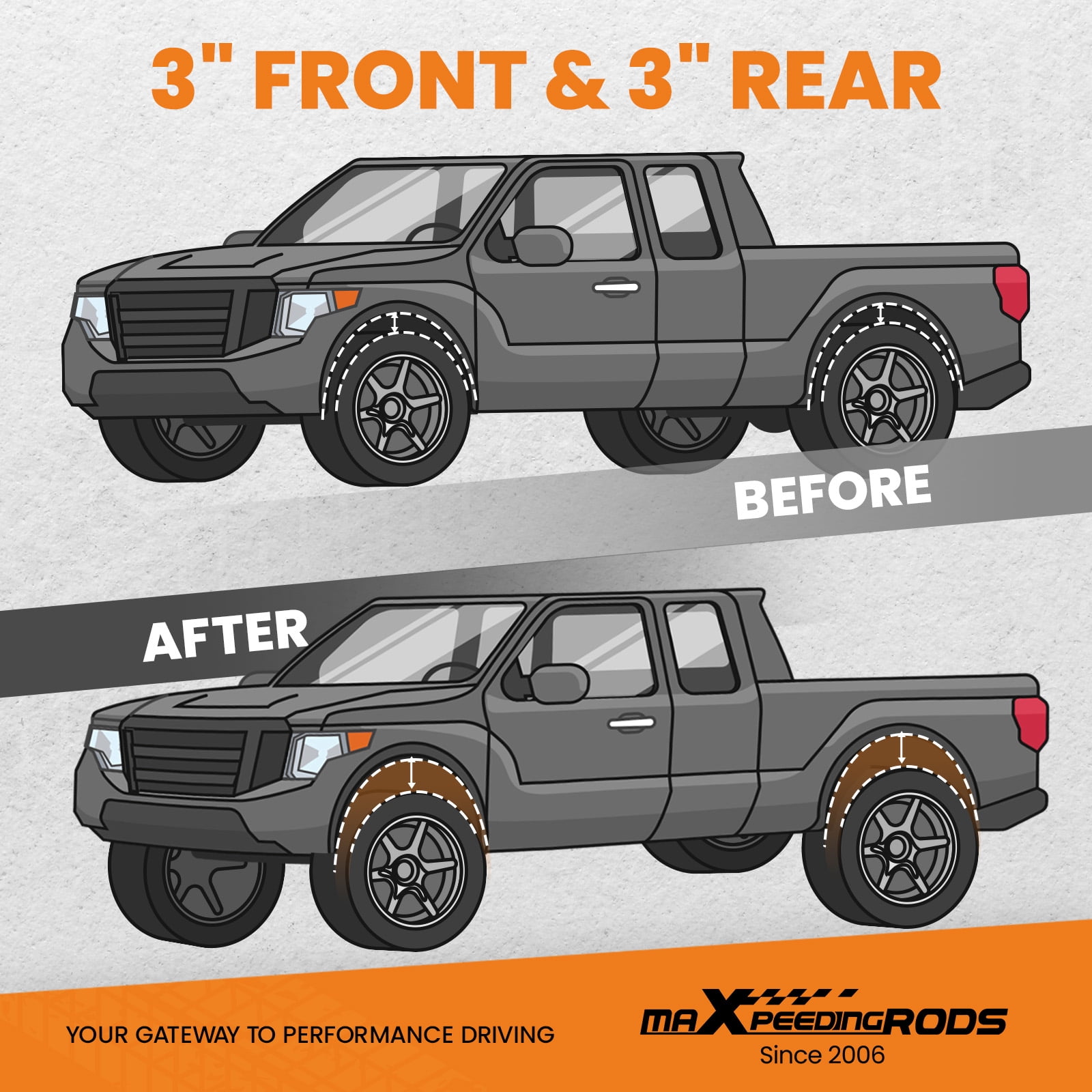 maXpeedingrods 3" Lift Kit for Chevy Tahoe Suburban 1500 2007-2018, for GMC Yukon XL, for Cadillac Escalade 6-Lug SUV Suspension Lift Spacers