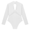 thumbnail image 6 of TSSOE Kids Girls Gymnastics Figure Ice Skating Dance Leotard Shiny Rhinestones Sheer Mesh Bodysuit White 8, 6 of 7