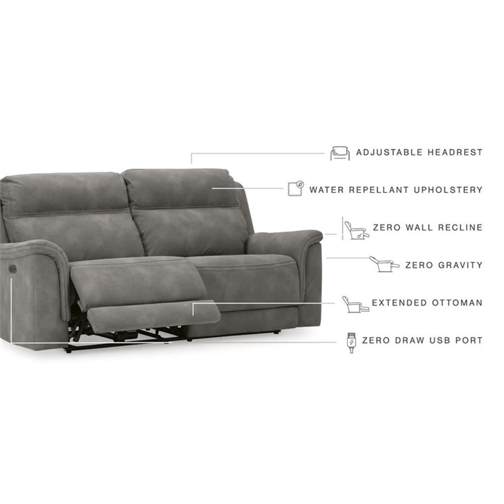 Ashley Furniture Next-Gen DuraPella 2-Seat Faux Leather Reclining Sofa in Gray