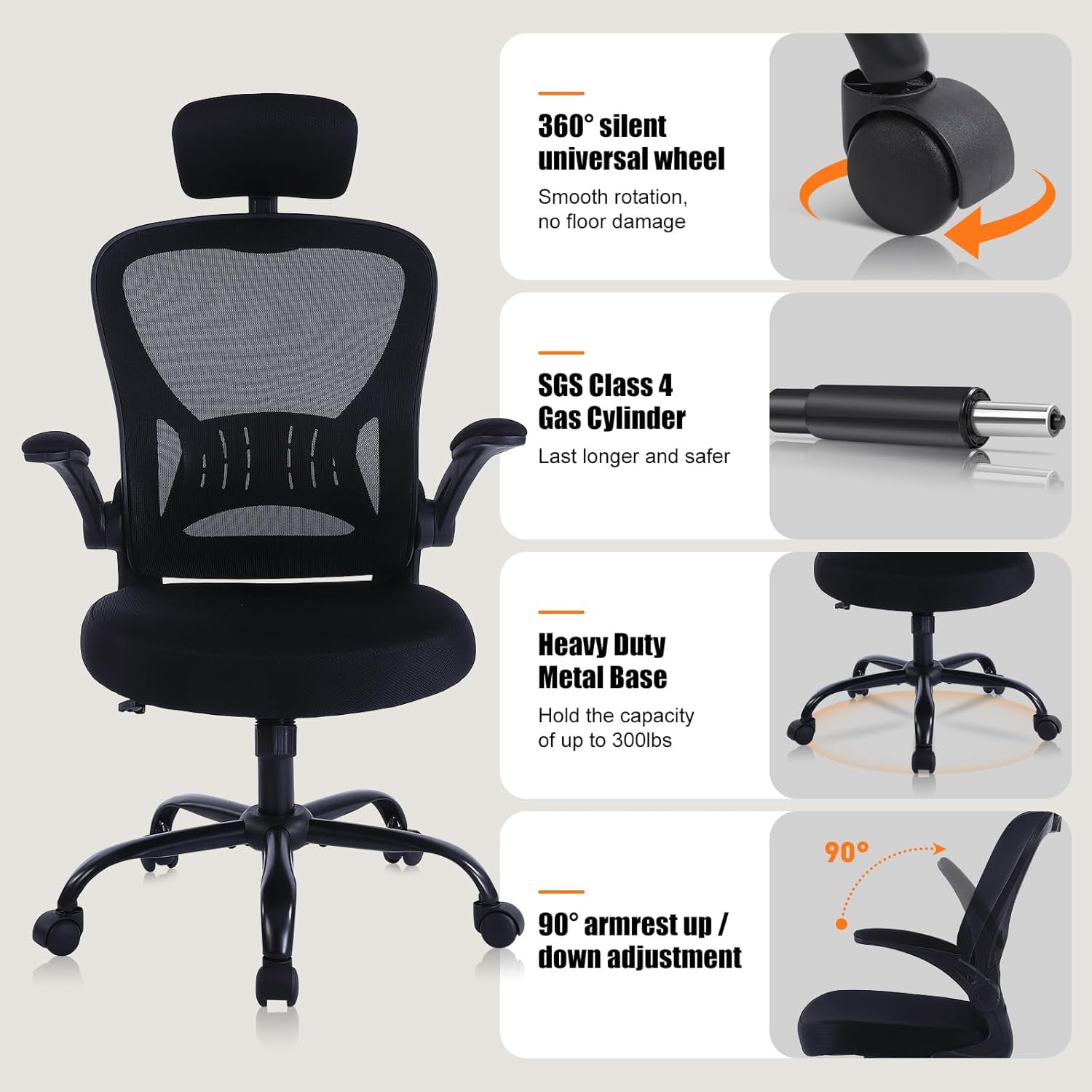 2 Pack Office Chair Ergonomic Desk Chair Comfort Adjustable Height with Wheels，Lumbar Support Mesh Swivel Computer Home Office Chair,Conference Room Chairs