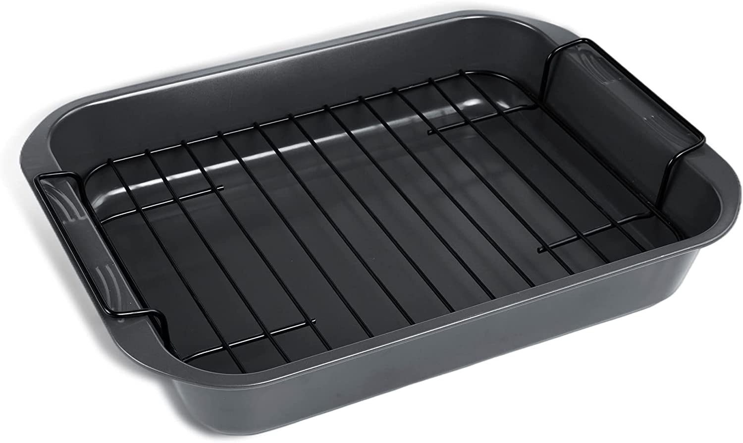 Nonstick Roasting Pan Roaster with Rack Gray 17 Inch x 13 Inch 
