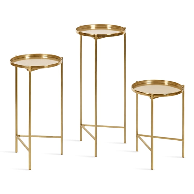 Kate and Laurel Ulani Modern Nesting Table, Set of 3, Gold, Sophisticated End Tables for Display and Storage
