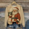 thumbnail image 4 of Lorytime Oversized Vintage Sweatshirt for Women Christmas Santa Claus Shirt Crew Neck Long Sleeve Pullover Tops, 4 of 7