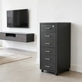 thumbnail image 2 of 6-Drawer Rolling File Cabinet, Black Metal Filing Cabinet with Lock, 27 Inch H Vertical Filing Cabinet Under Desk for Home Office, Heavy Duty Metal Storage Cabinet for A4, Letter, Legal Size File, 2 of 6