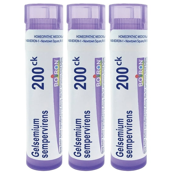 Boiron Gelsemium Sempervirens 200CK, Homeopathic Medicine for Apprehension With Trembling, Headaches, 3 Count (3 x 80 Pellets)