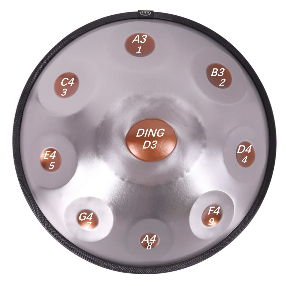 Latourreg 440HZ D Minor 18In 9 Notes Ash-Gold Hand Pan Percussion Music Drum with Soft Bag