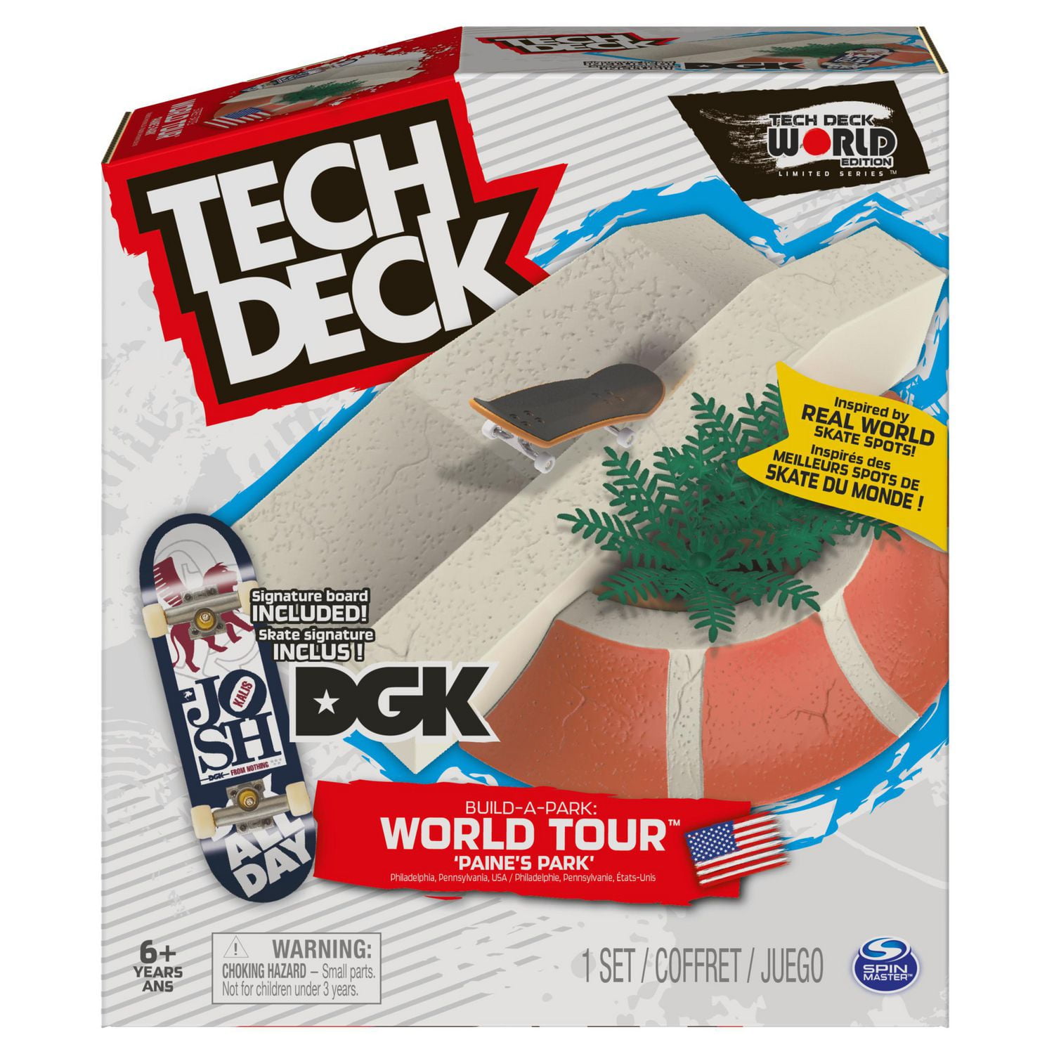 Tech Deck, Build-A-Park World Tour, Paine's Park, Coffret rampe avec fingerboard Signature