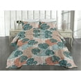 thumbnail image 2 of Ambesonne Tropical Quilted Coverlet 2 Pcs, Palm Leaves Line Art Plot, Twin Size, Dark Cadet Blue and Almond, 2 of 4