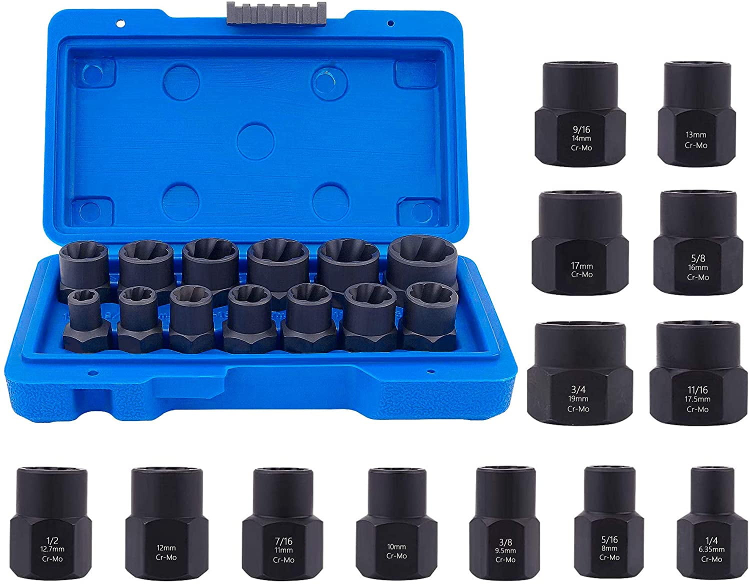 6pc Damaged Lug Bolts Removal Set Impact Bolt & Nut Remover Screw Extractor Tool 6pc Damaged Lug Bolts Removal Set Impact Bolt & Nut Remover Screw Extractor Tool