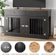 thumbnail image 4 of 60" Dog Crate Furniture with 2 Drawers – Double Dog Kennel with Divider & Rustic Wood Top – 60.2" x 23.6" x 35.7" – Living Room End Table – Multiple Colors, 4 of 7