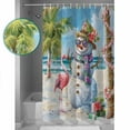 thumbnail image 4 of Coastal Snowman Christmas Bathroom Curtain 72 Inch Shower Stall Curtain with Hooks, Xmas Tree Flamingo Beach Waterproof Polyester Bath Curtain Washable Bathtub Curtain 36''x 72'', 4 of 6