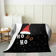 thumbnail image 2 of Funny Christmas Blanket 40x50 Inch, Santa Claus Red Hat Throw Blanket for Kids, Hand Drawn Xmas Ho Ho Fuzzy Blanket, Winter Cartoon Falling Snow Black White Red Flannel Blanket, 2 of 6
