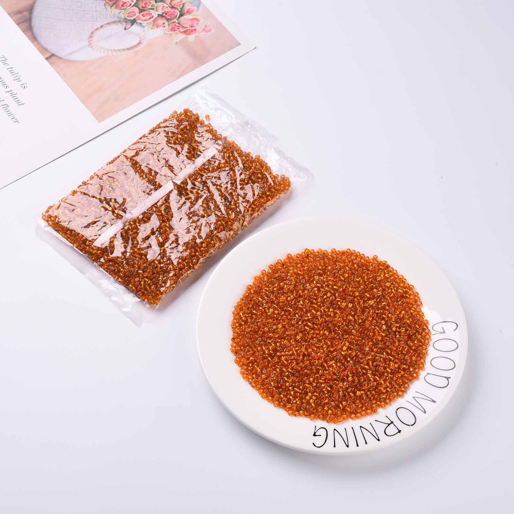 6/0 Glass Seed Beads Silver Lined Round Hole Round Orange Red 4mm Hole: 1.5mm about 6639 pcs/pound
