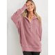 thumbnail image 5 of Sudadera con Capucha de Larga Extragrande para Mujer, Cuello en V, Botones y Abertura Lateral, Estilo Informal. Melocotón L, 5 of 9