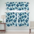 thumbnail image 5 of Blue Moroccan Curtain Valances Set Abstract Gradient Gold Blue Geometric Kitchen Curtains 36&nbsp;inch Length Rod Pocket Valance and Tiers 3 Piece Set Small Bedroom Bathroom Laundry Decor, 5 of 9