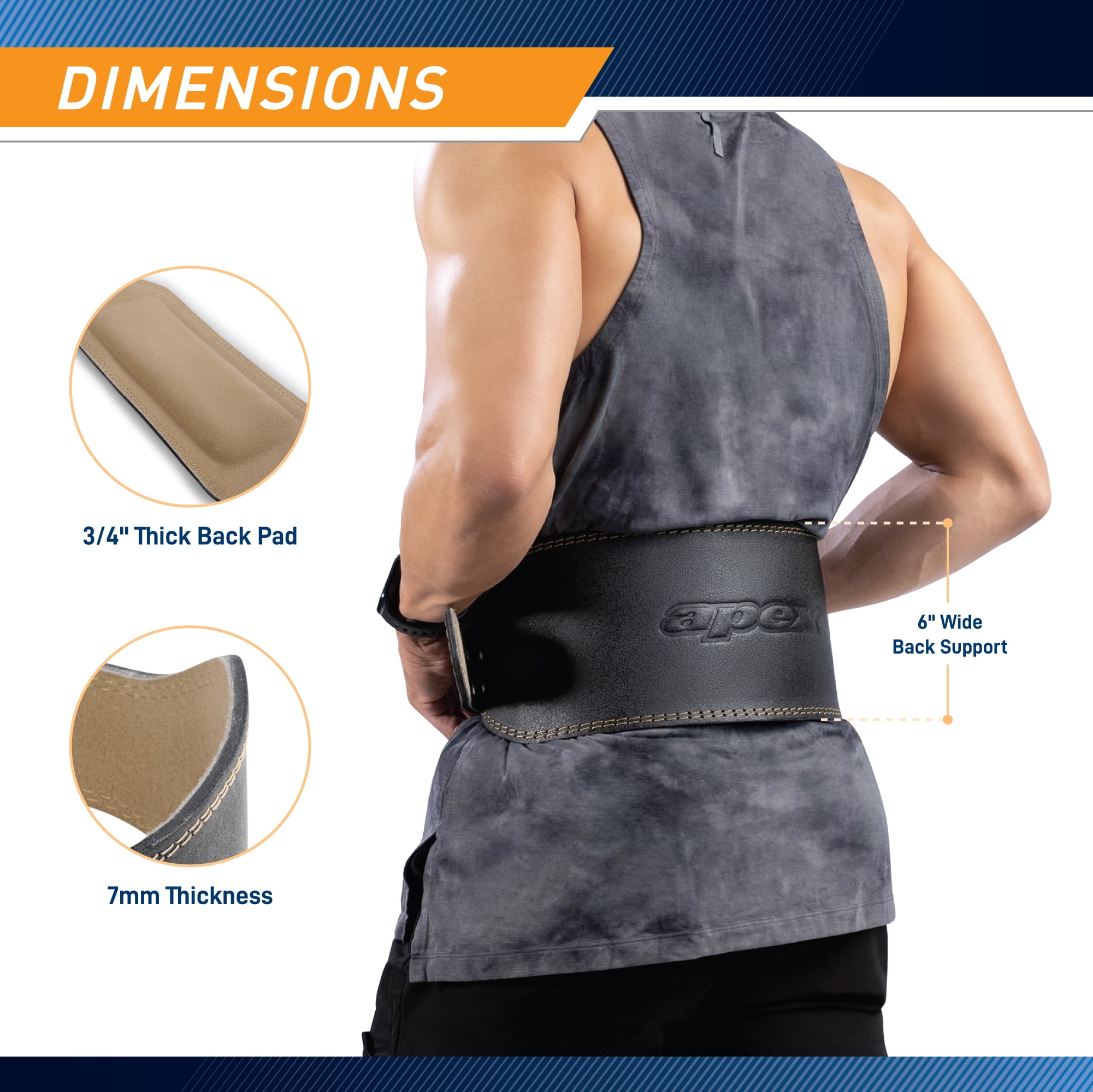 Apex by Marcy 6" Padded Leather Weightlifting Belt (M) B5LB6-M