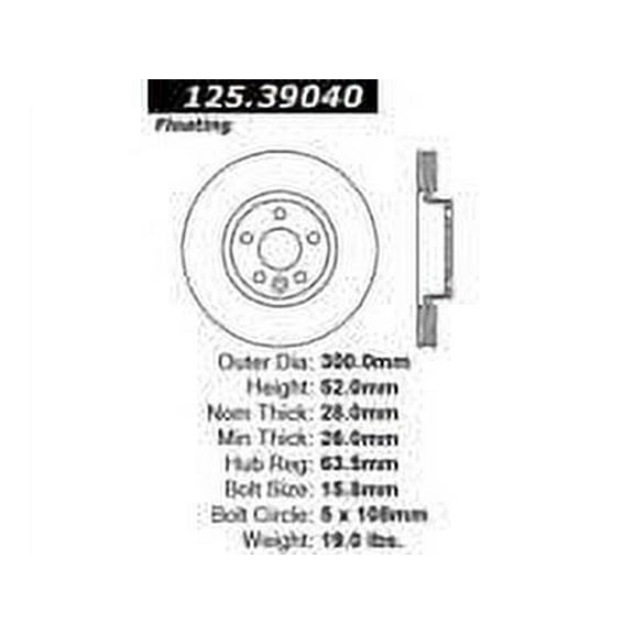 Centric Parts Disc Brake Rotor 125.39040