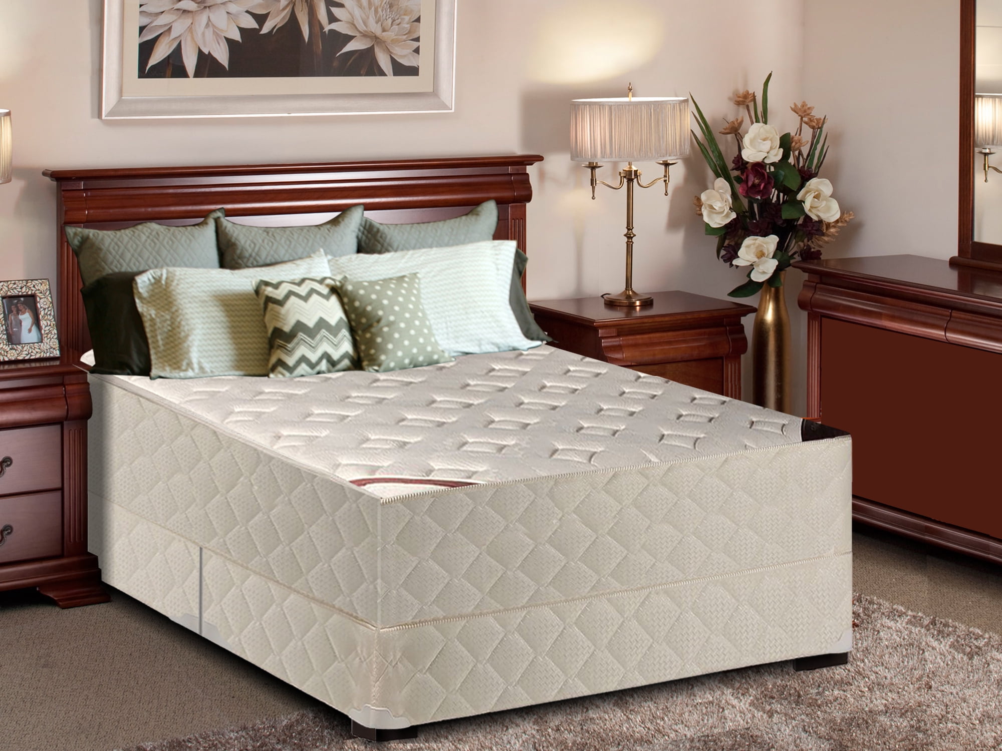 Continental Sleep, 14-Inch Firm Double sided Tight top Innerspring Mattress And 8-Inch Split Wood BoxSpring/Foundation Set With Frame, Good For The Back, Twin XL Size