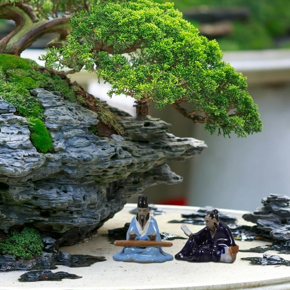 HEANUJJ 2-Pack Ceramic Bonsai Figurines for Desktop, Aquarium, Home and Office Decorative Accents