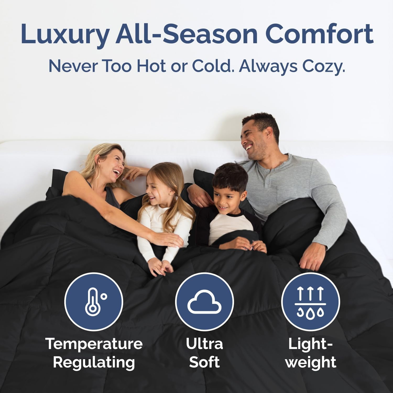 CGK Linens Premium Down Alternative Comforter - King Size All-Season Fluffy & Cozy Duvet Insert, Black