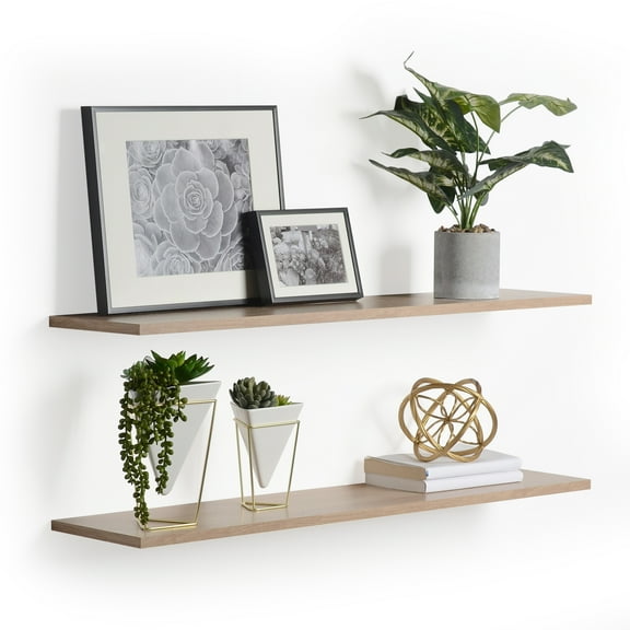 Delta Cycle & Home 2-Pack Floating Shelves, 36" x 10" x 0.5", Light Oak