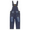 thumbnail image 2 of KIDSCOOL SPACE Baby Boys Slim Fit Jeans,Toddler Ripped Bib Pocket Fashion Denim Overalls,Mid Blue,18-24 Months, 2 of 7