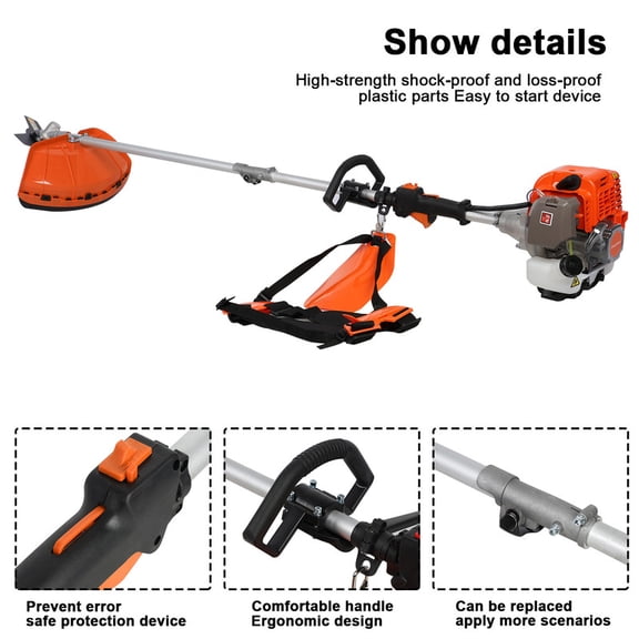 Jraner Powerful 52cc 5 in 1 Multi-Functional Trimming Tool, Gas Hedge Trimmer, Weed Cutter, String Trimmer, Heavy Duty Brush Cutter, Pole Saw with 43.31" Extension Rod