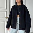 thumbnail image 2 of Lovskoo Womens Winter Coats Single Breasted Bomber Pea Coat Casual Plaid Coat Long Sleeve Overcoat Tops Outwear Trench Coat Black, 2 of 7