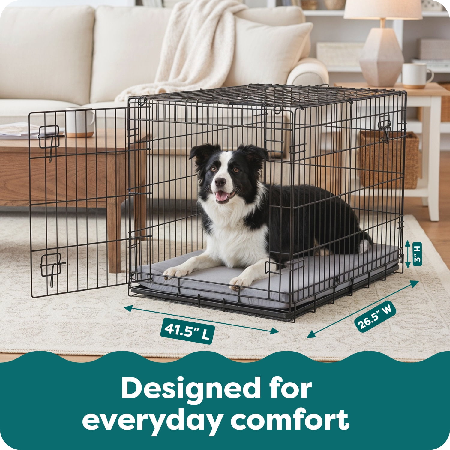 FurHaven Pet Products Restful Dreamer Medium/Large Orthopedic Foam Deluxe Crate Mat, Gray