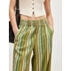 thumbnail image 5 of Pantalones de Rayas para Mujer, Cintura Alta, Pierna , Algodón y , Moda Playera, Cintura Elástica, Pantalones Casuales Sueltos. Verde S, 5 of 6