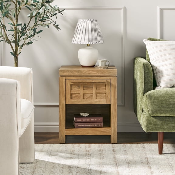 Walker Edison Modern 1 Drawer Nightstand Side Table - Heritage Oak