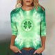 thumbnail image 1 of Xuyuer Ladies' Loose Casual St. Patrick's Day Printed Round Neck Three Quarter Sleeve T-Shirt, 3/4 Sleeve Graphic Top for Holiday Festivals, Irish Themed Parties and Seasonal Celebration, 1 of 4